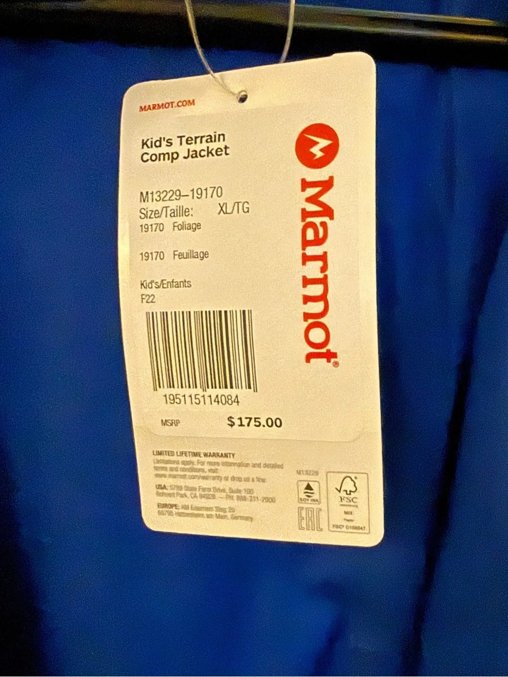 Marmot Kids Terrain Comp Jacket color: foliage